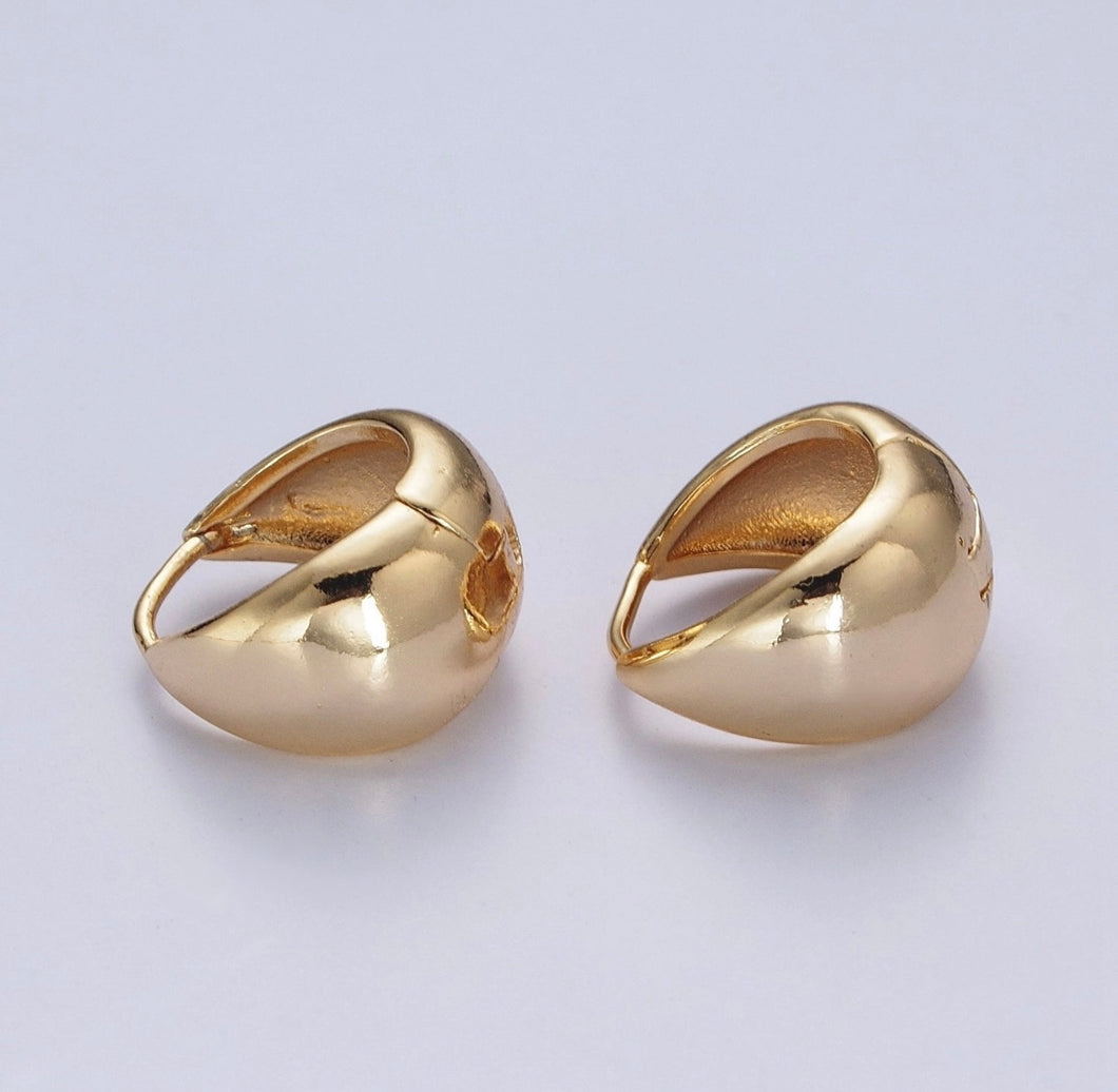 24K Gold-Filled Wide Chubby Band Hoops Huggie Earrings