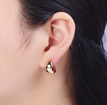 Load image into Gallery viewer, 24K Gold-Filled Wide Chubby Band Hoops Huggie Earrings
